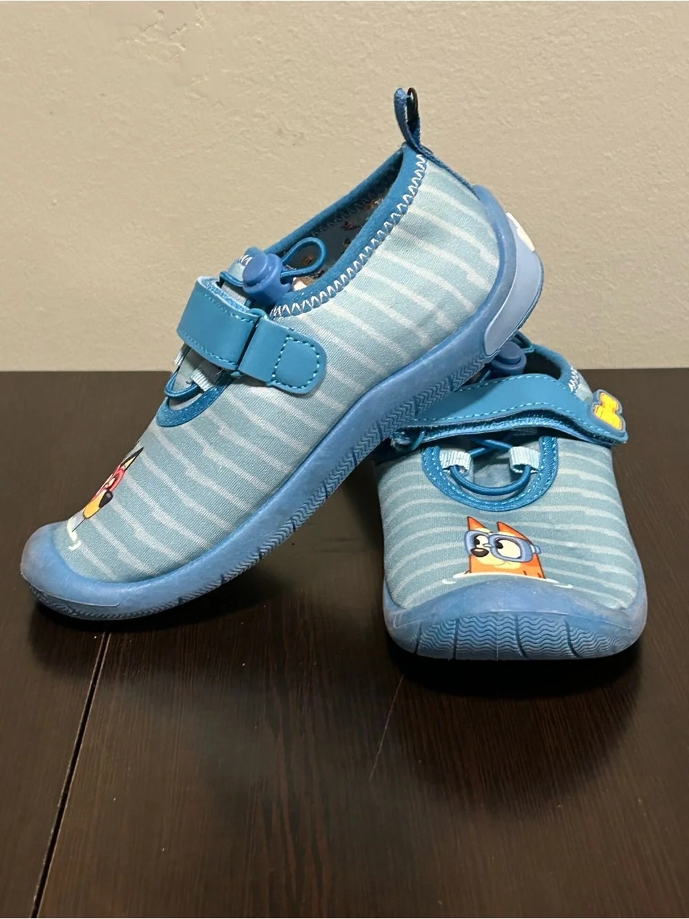 Kids Blue Water Shoes with Playful Dog Graphics